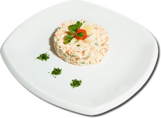 Салат Оливье с семгой