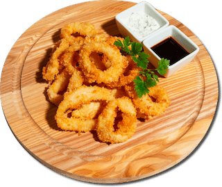 Кольца кольмара с соевым соусом и соусом айоли